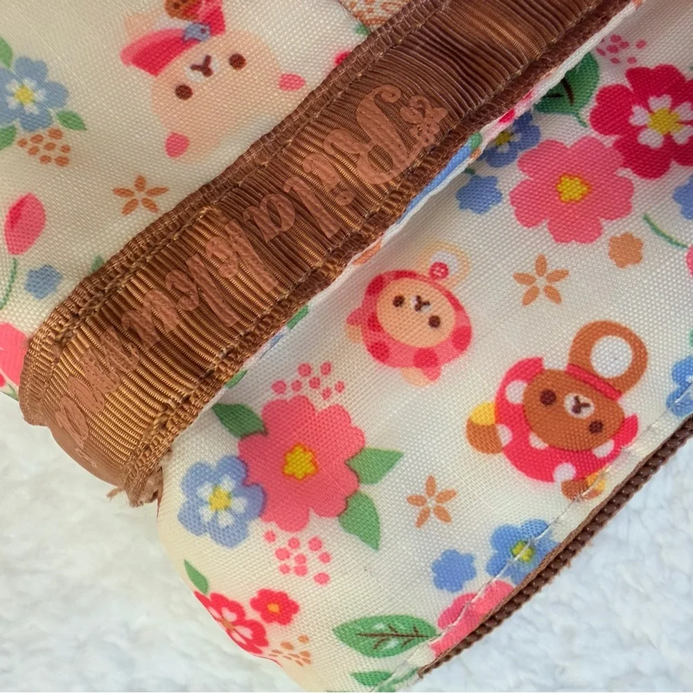 RARE Rilakkuma Korilakkuma animal flower purse tote bag zipper squirrel Japan